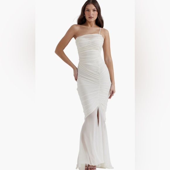 House of CB Pearla Ruched Georgette Cocktail Maxi Dress B3115 - Picture 5 of 8